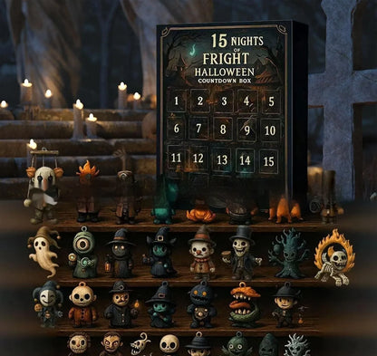 Halloween blind box advent countdown with resin dolls in plastic packaging for Christmas