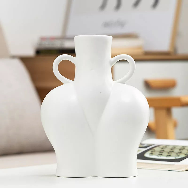 Handmade ceramic body art vase for hydroponic plants in various colors