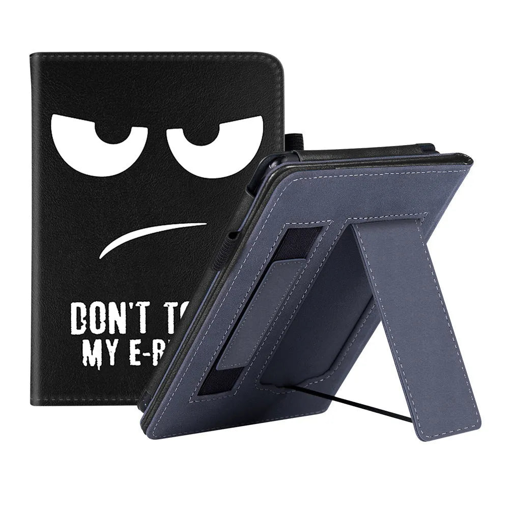 Leather case with wrist splint bracket for Kindle Paperwhite 5 e-reader in various colours and designs