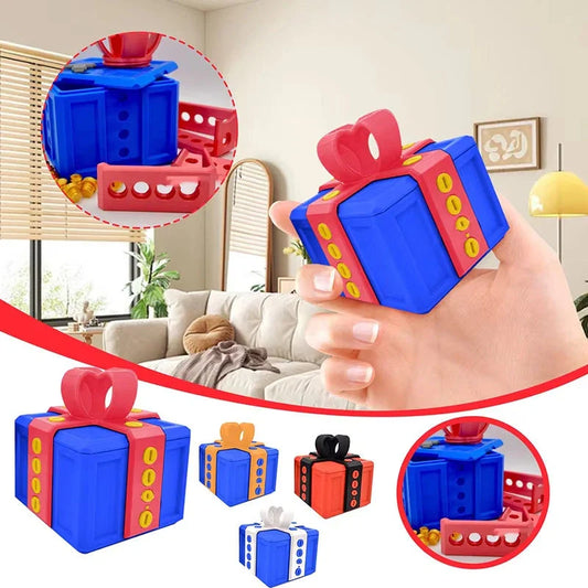 Playful 3D Prank Gift Box in various color combinations - a unique and quirky novelty item for any occasion