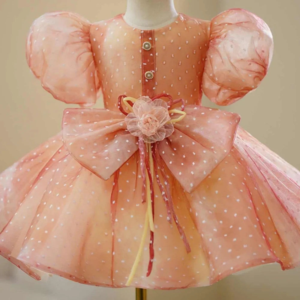 Orange children's pettiskirt for hosting, sizes 90cm to 160cm, with dress included