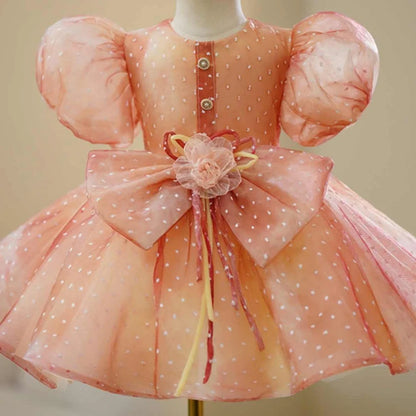 Orange children's pettiskirt for hosting, sizes 90cm to 160cm, with dress included