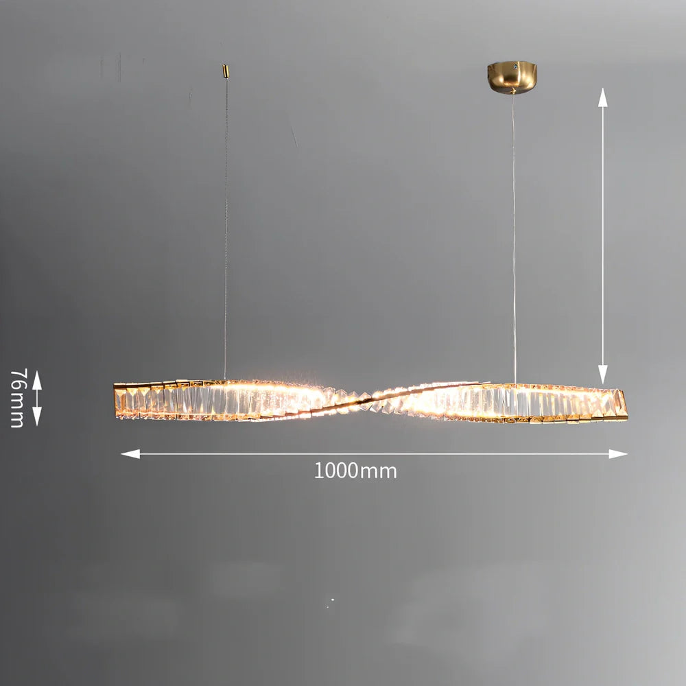 Italian crystal chandelier with LED lighting in three diameter sizes and adjustable height for dining tables