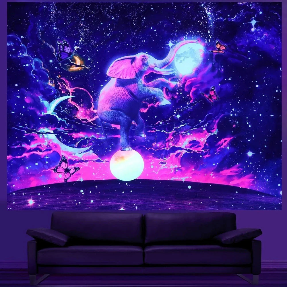 Purple geometric abstraction pattern wall decoration cloth with rectangular shape and machine-woven polyester construction