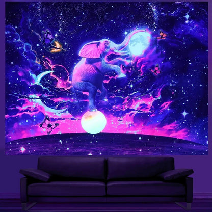 Purple geometric abstraction pattern wall decoration cloth with rectangular shape and machine-woven polyester construction