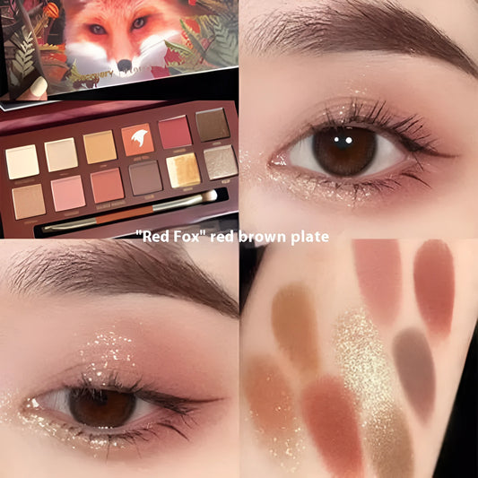 Explorer Twelve-colour Animal Eye Shadow Plate showing 12 pressed powder shades in a compact