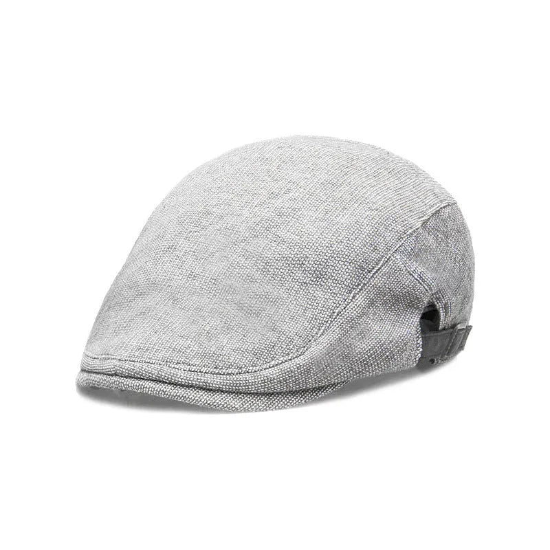 Men's cotton linen blend beret in dome crown style, adjustable for head circumference 55-58cm