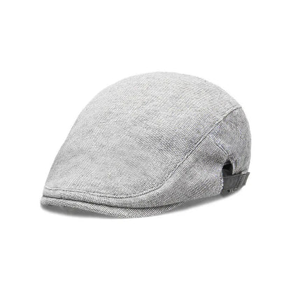 Men's cotton linen blend beret in dome crown style, adjustable for head circumference 55-58cm