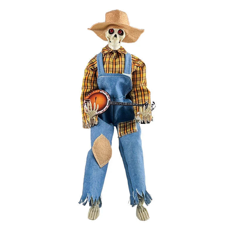 Luminous skeleton guitarist Halloween decoration with eerie glow and unique design