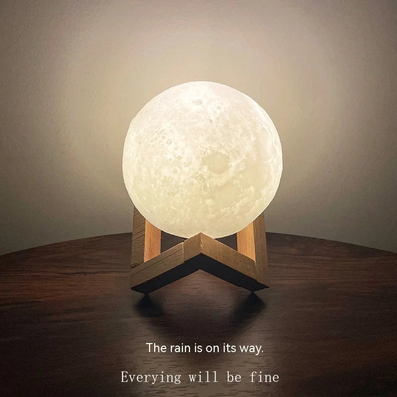 Moon rechargeable night lamp with 10cm 3D textured sphere showing concave and convex pattern details
