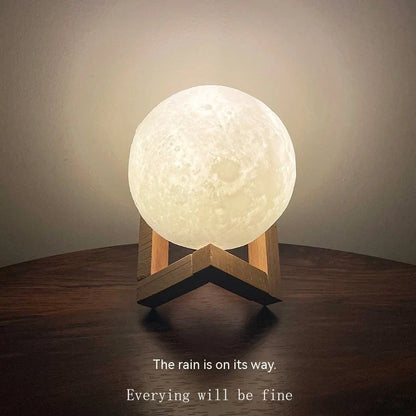 Moon rechargeable night lamp with 10cm 3D textured sphere showing concave and convex pattern details