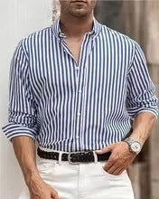 Men's striped casual button shirt with loose fit and cardigan styling
