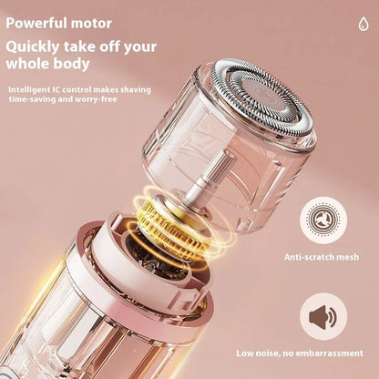 Dual-head electric razor for painless, mess-free hair removal on the face, underarms, bikini line, and legs