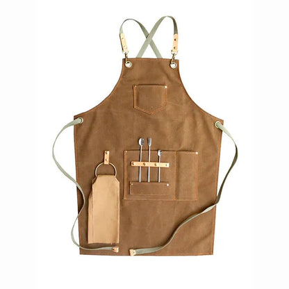 Canvas cross-strap apron in solid colour for baking and work protection