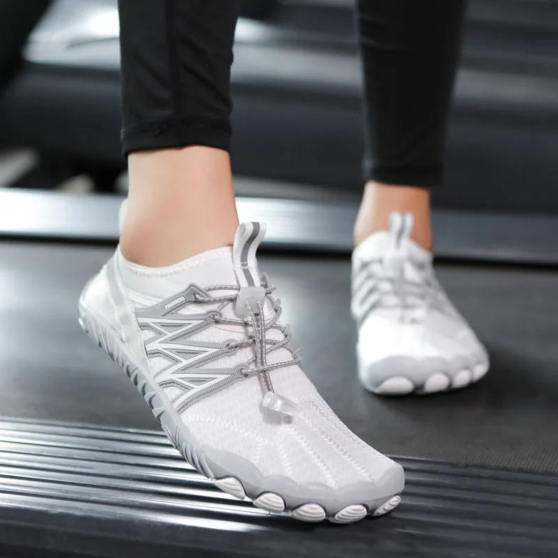 Indoor fitness training shoes with non-slip rubber soles and mesh lining in multiple colour options