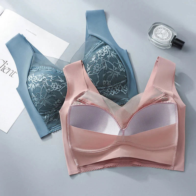 Cool summer ice silk seamless bras for women, offering breathable comfort and stylish design