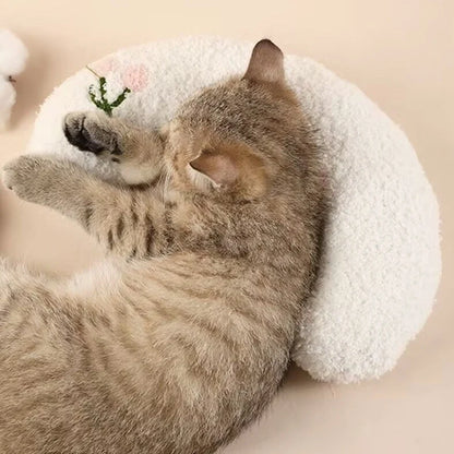 Blue U-shaped cat neck protection pillow with moon design measuring 39×50cm