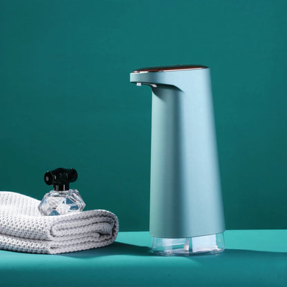 Automatic foam soap dispenser with infrared sensor for contactless, hygienic hand washing in bathroom and kitchen