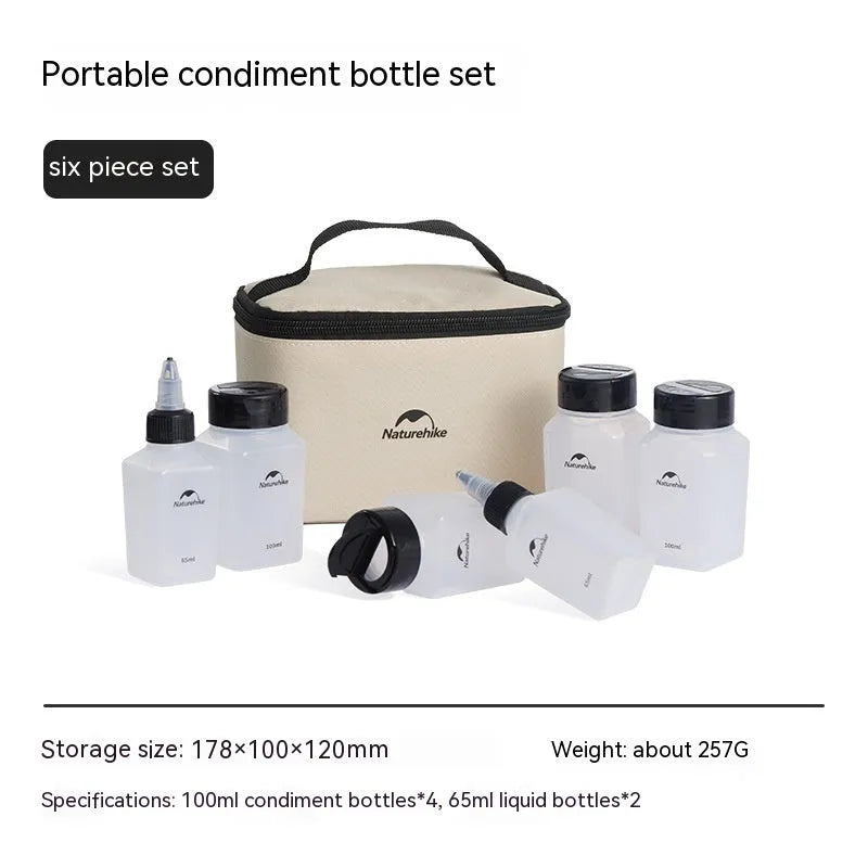 Naturehike six-piece plastic seasoning bottle set for outdoor cooking and picnic supplies