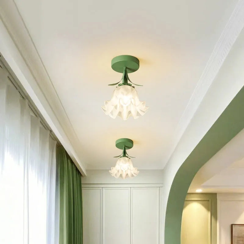 Cream Linglan flower design corridor aisle light with LED illumination and remote control for dimming