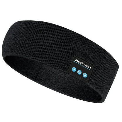 Bluetooth 5.4 head band with eye mask and sports scarf functions in black, dark grey, or grey-white colours