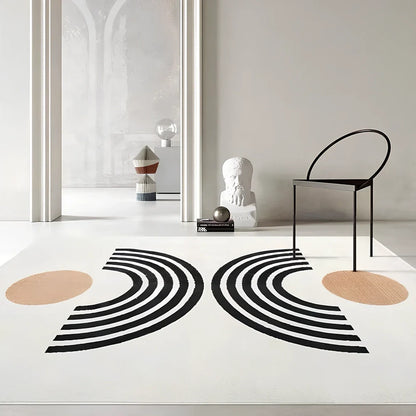 Geometric pattern rectangular floor mat with 1.3cm thickness in European American style for living room use