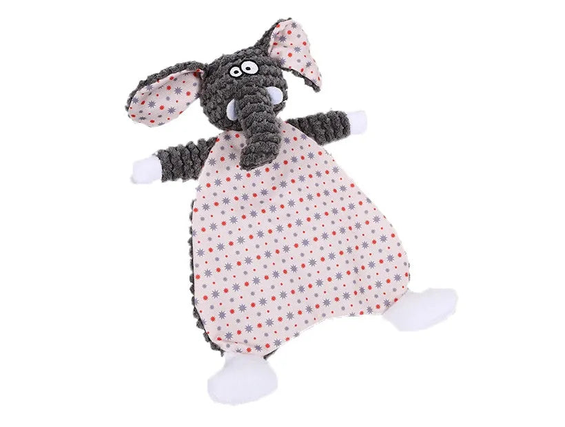 Brown velvet fox stuffed toy with crinkle paper sounds for pets