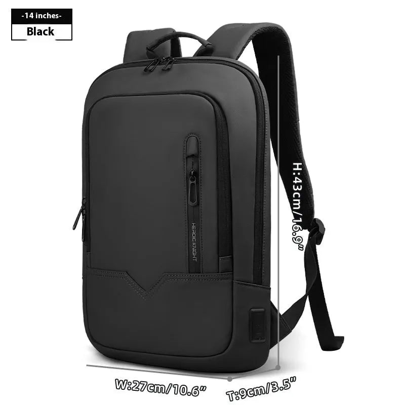Lightweight men's polyester commuter backpack with USB charging port in multiple colour options.