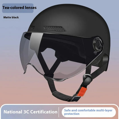 3C certified electric motorcycle helmet in polypropylene with sun visor, shown in Ice Crystal Gray colour option