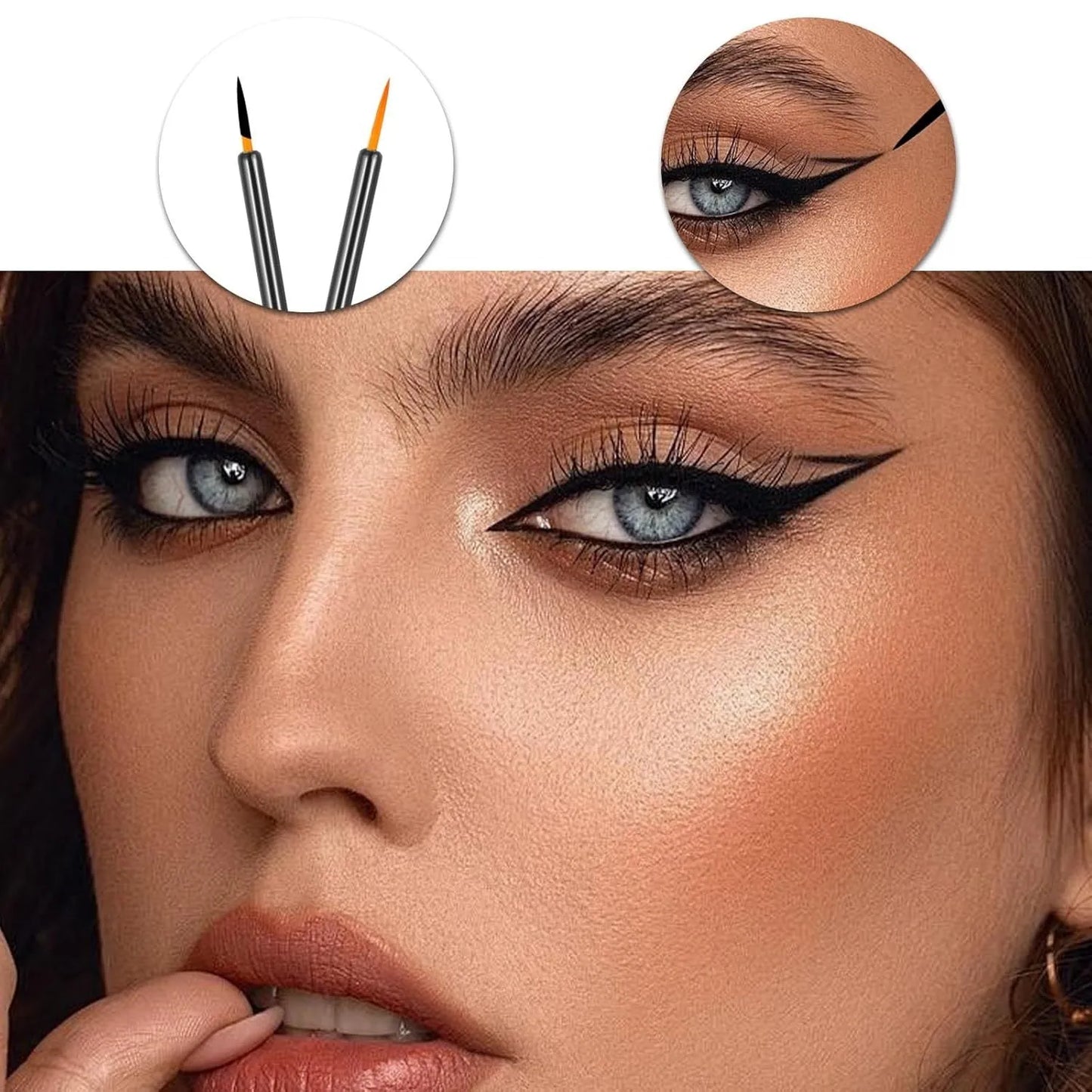 100 black disposable eyeliner brushes with ultra-fine points and plastic sleeves