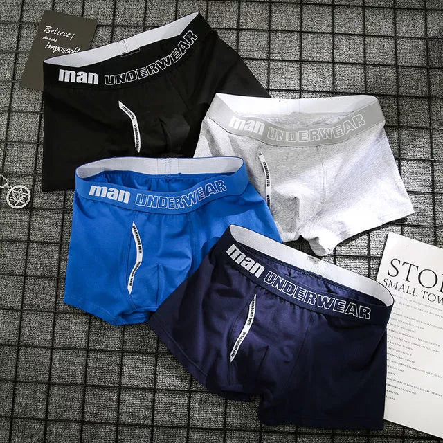 Men's cotton boxer underpants with antibacterial feature in solid colors