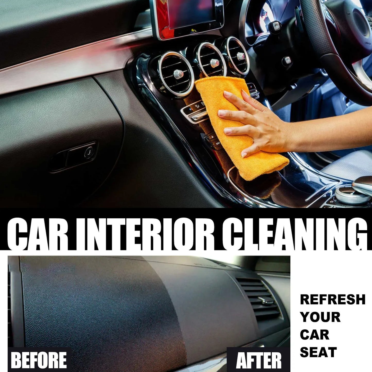 120ml bottle of car interior cleaner for leather and plastic dashboard renovation.