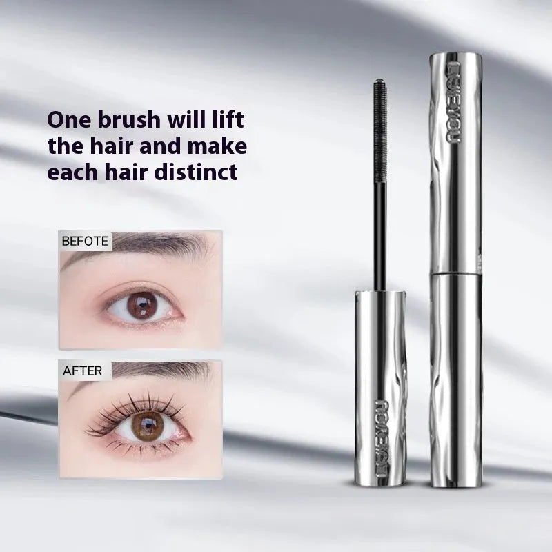 Waterproof mascara with long thick steel tube design, black colour for general use, includes eyelash curler option for curling effect, available in single or multi-pack quantities of 1, 2, 3, or 5 pieces.