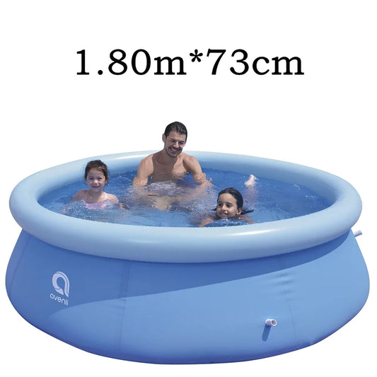 Light blue mesh inflatable swimming pool, 1.80m round with 73cm depth, 300GAL pump and 109cm ladder included