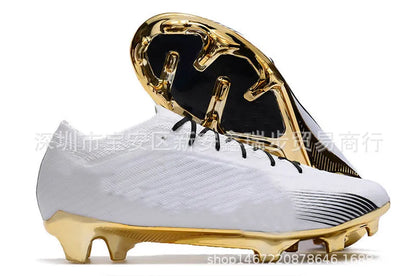 Men's knitted football shoes with air cushion and FG rubber studs on natural grass