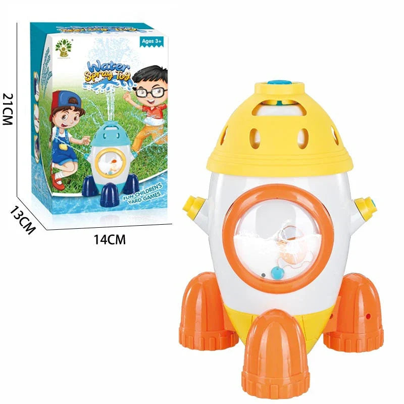 Colorful outdoor water sprinkler toy with cactus-shaped design for kids to enjoy in the backyard