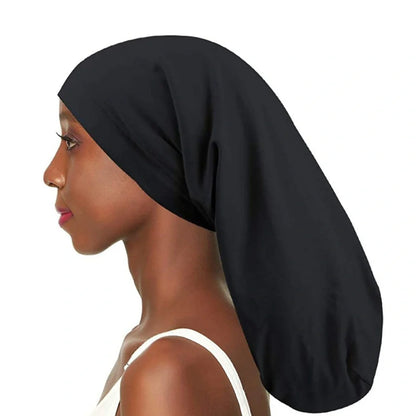 Adjustable satin-lined nightcap in various colors for women's hair care and relaxation