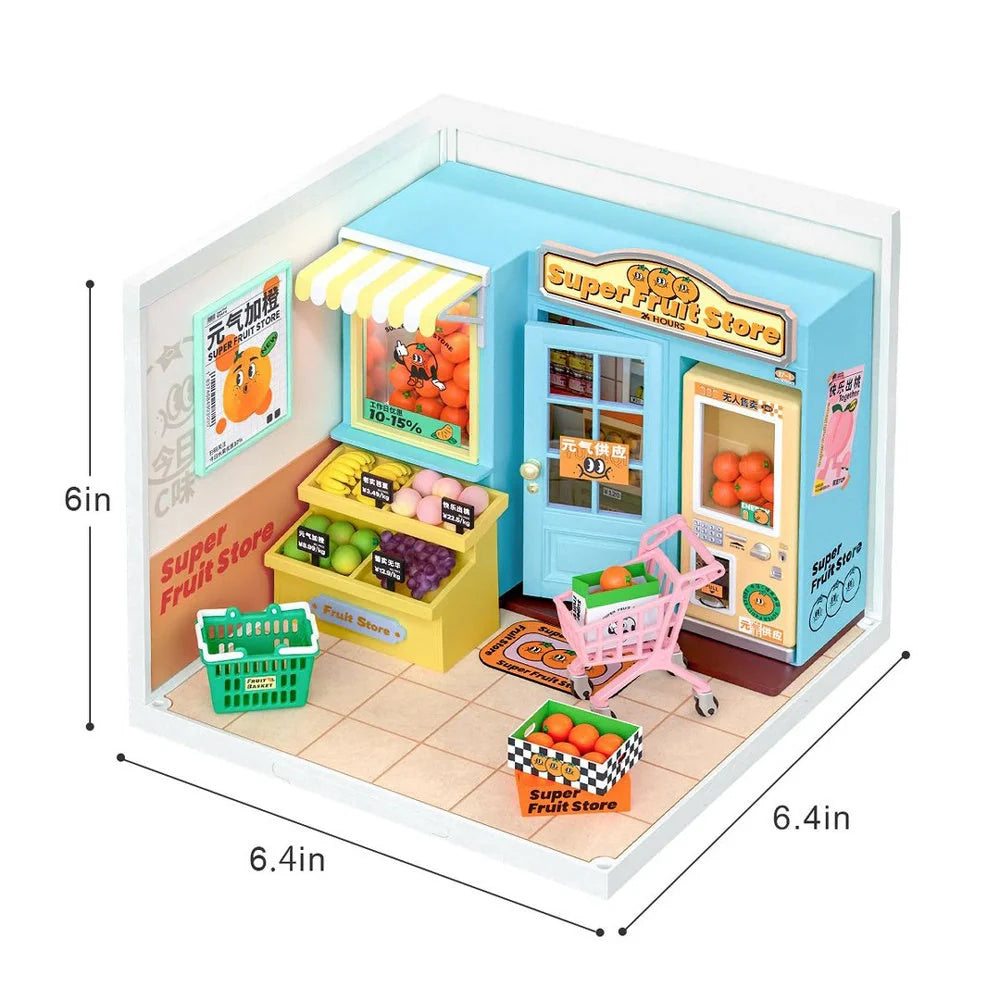 Robotime Rolife DIY Miniature House Cafe Building Set with detailed furniture and ambient light