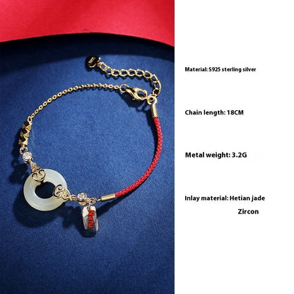 Chinese style Hetian jade and 925 sterling silver jewellery set with bracelet, necklace, and earrings.