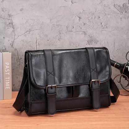 Black Korean style men's commuter backpack with anti-theft function and visible sewing thread details
