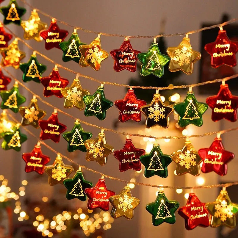 XINGX heart-shaped electroplated ball Christmas pendant lights in gold gift bag, star, ball, macaron and spiral designs