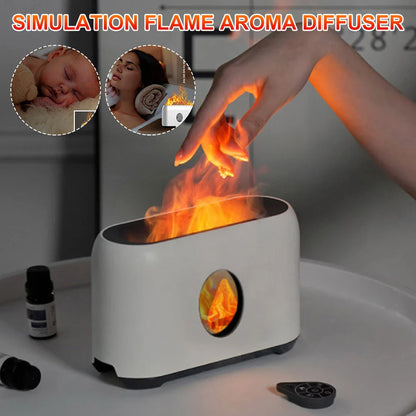Elegant flame effect humidifier with soothing aroma diffusion for improved air quality and skin hydration