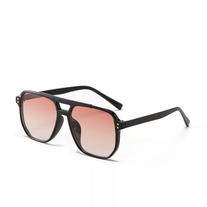 Square double beam black sunglasses for women with UV400 protection in various colors