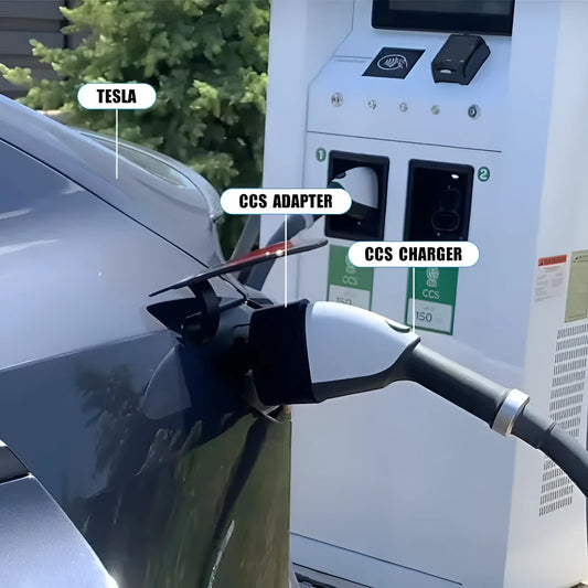 Black Tesla to J1772 charging adapter with dustproof housing for electric vehicle charging conversion