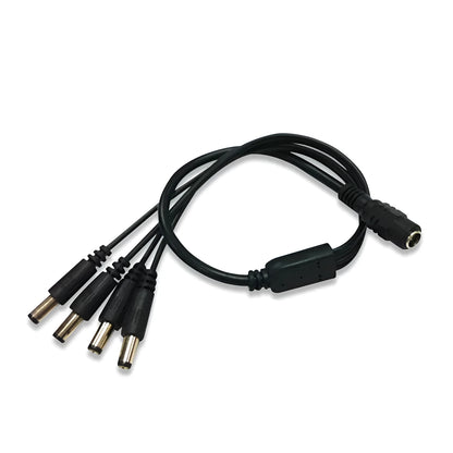 Black 0.39 metre monitoring power cord with DC 1-to-4 splitter and 5.5mm connectors