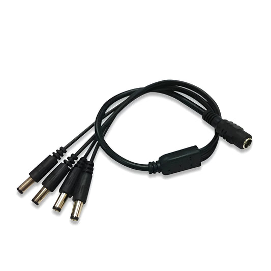 Black 0.39 metre monitoring power cord with DC 1-to-4 splitter and 5.5mm connectors