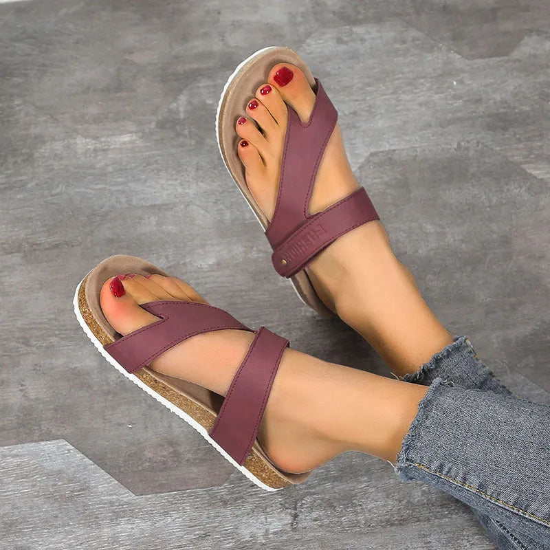 Flat toe ring thick-soled flip-flops in blue colour with foam sole and artificial PU upper