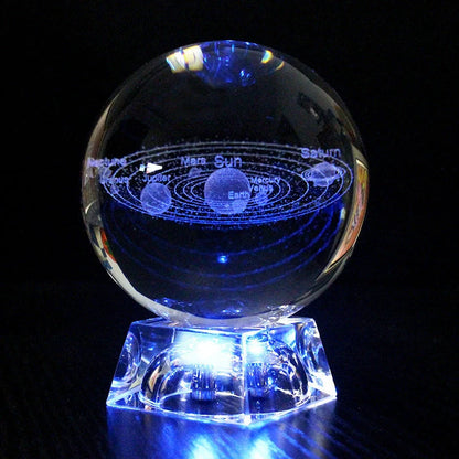 LED Music Box with luminous crystal ball showcasing Milky Way or Solar System design