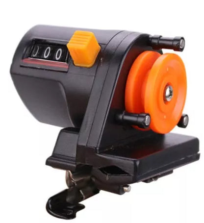 Black portable fishing line counter with depth finder up to 999 meters