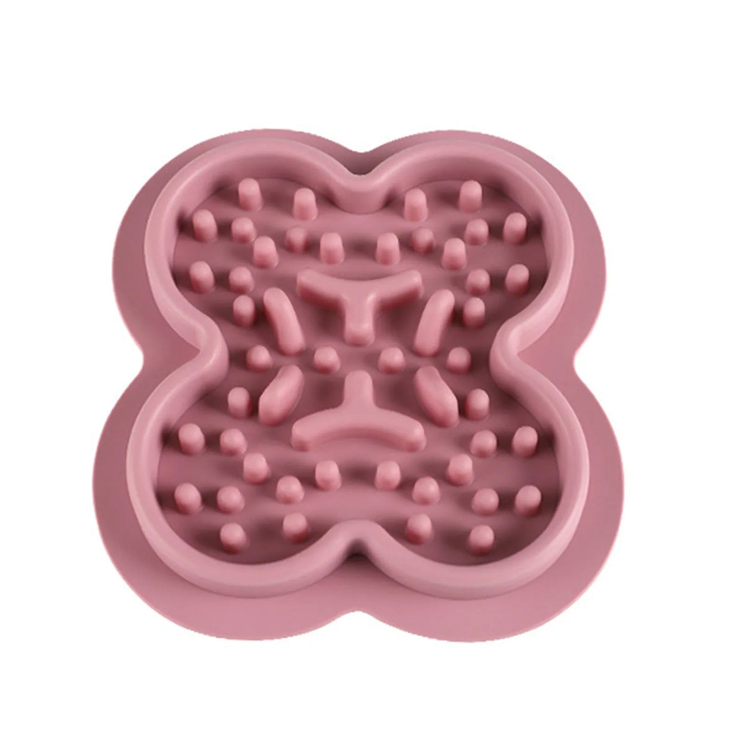 Silicone pet licking mat in green with textured surface and suction cups on base